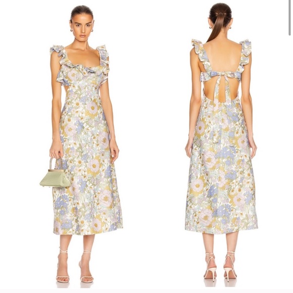 Zimmermann Super Eight Frilled Midi Dress - Picture 1 of 5